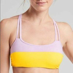 Athleta Chroma Bikini Top Size Small Yellow Purple Lavender Cross Strap New $59